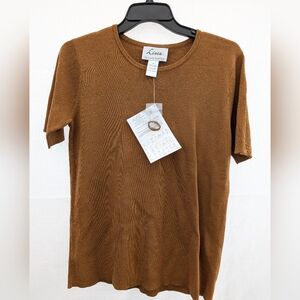 NWT Linea by Louis Dell'Olio Caramel Knit Shirt Size M